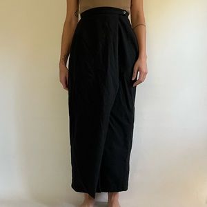 KGR Black Wool Wrap Maxi Skirt